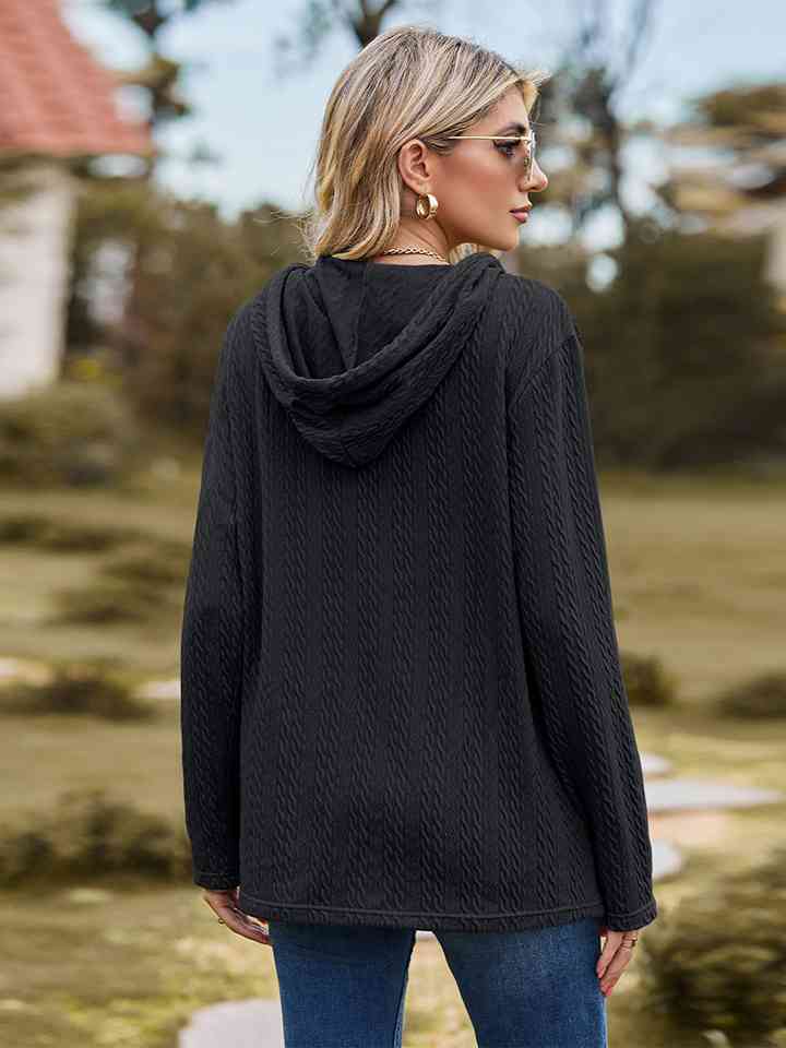 Cable-Knit Hooded Blouse |1mrk.com