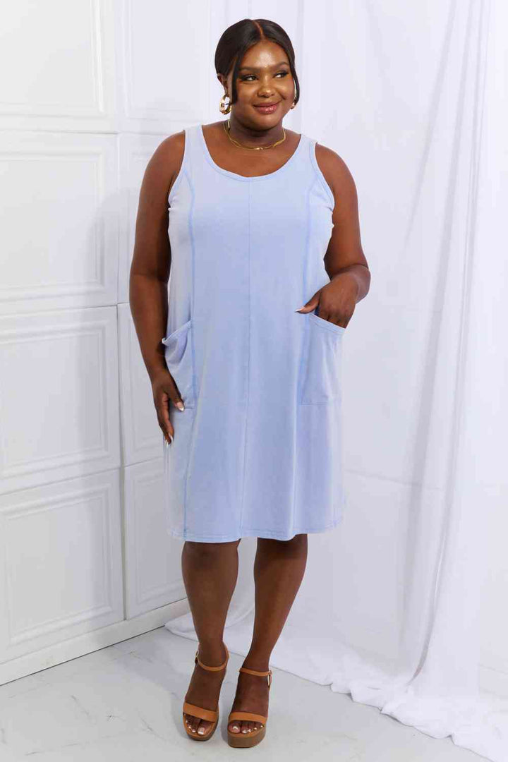 HEYSON Look Good, Feel Good Full Size Washed Sleeveless Casual Dress in Periwinkle | 1mrk.com