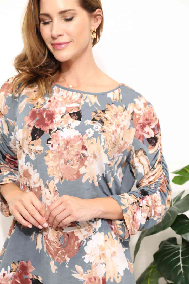 Sew In Love  Full Size Flower Print Long Sleeve Top | 1mrk.com