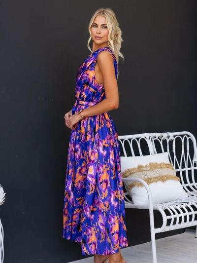 Printed Ruched One Shoulder Dress |1mrk.com