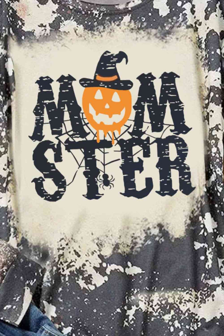 Round Neck Long Sleeve MOMSTER Graphic Sweatshirt |1mrk.com