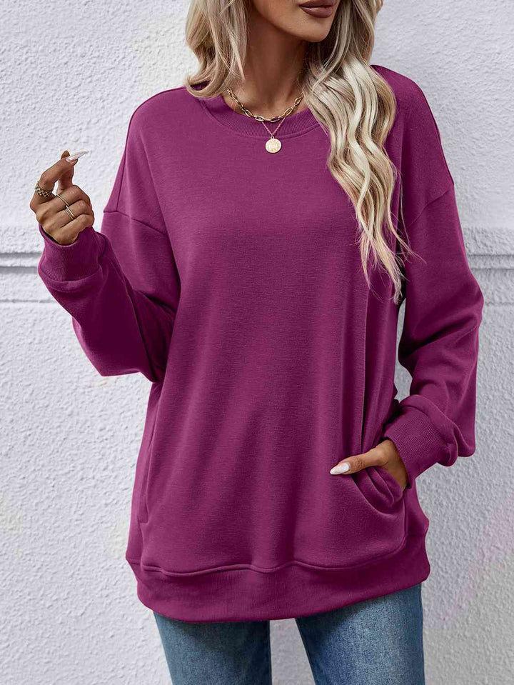 Dropped Shoulder Sweatshirt with Pockets |1mrk.com