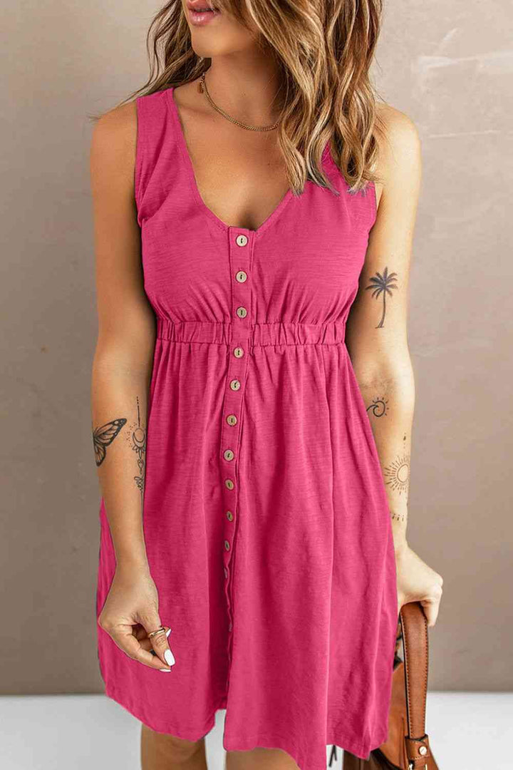 Sleeveless Button Down Mini Magic Dress | 1mrk.com