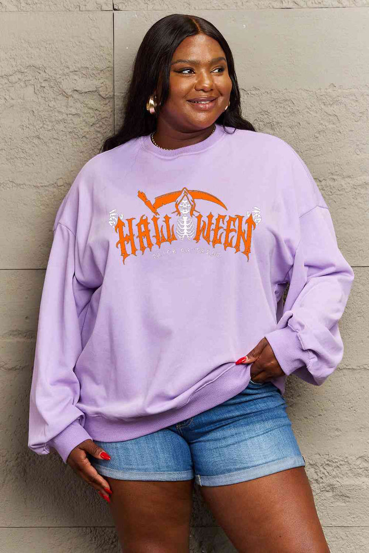 Simply Love Full Size HALLOWEEN TRICK OR TREAT Graphic Sweatshirt |1mrk.com