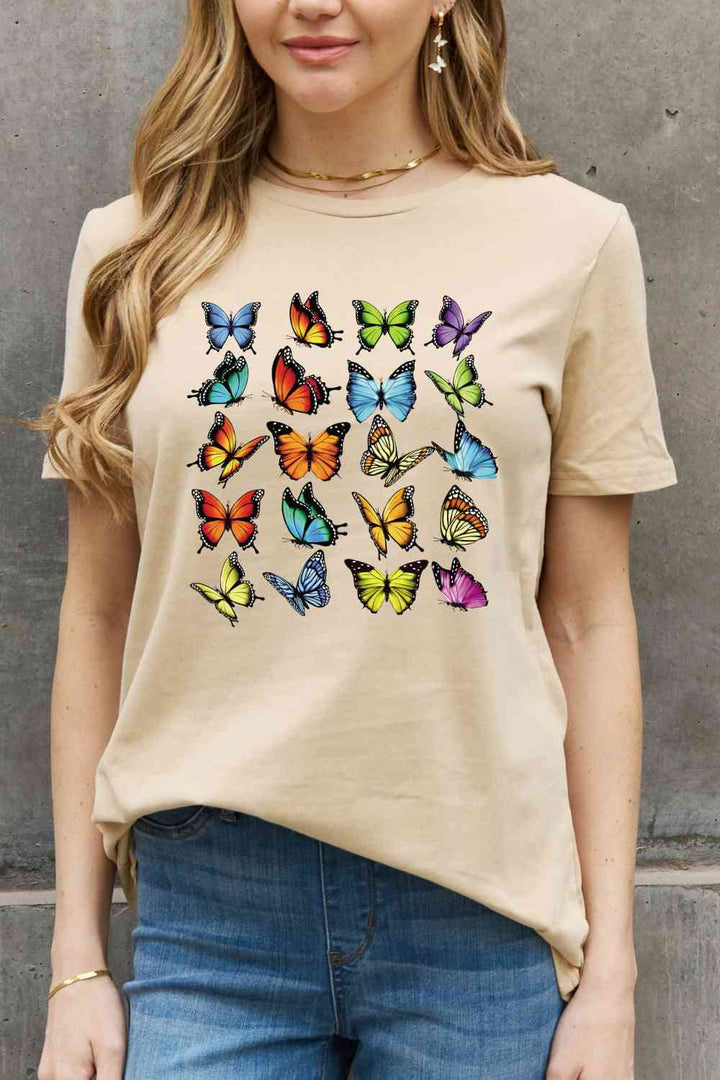 Simply Love Full Size Butterfly Graphic Cotton Tee | 1mrk.com