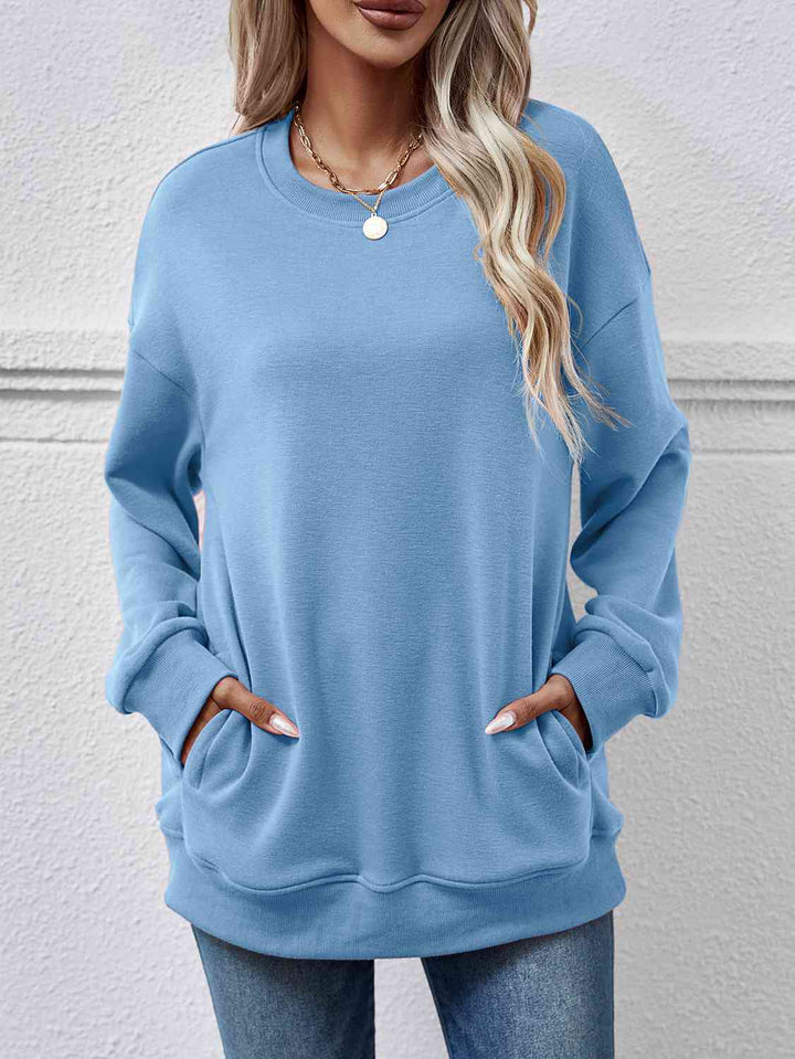 Dropped Shoulder Sweatshirt with Pockets |1mrk.com