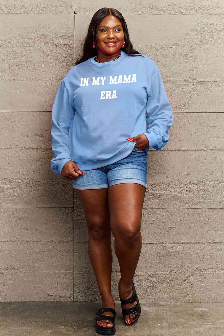 Simply Love Full Size IN MY MAMA EAR Graphic Sweatshirt |1mrk.com