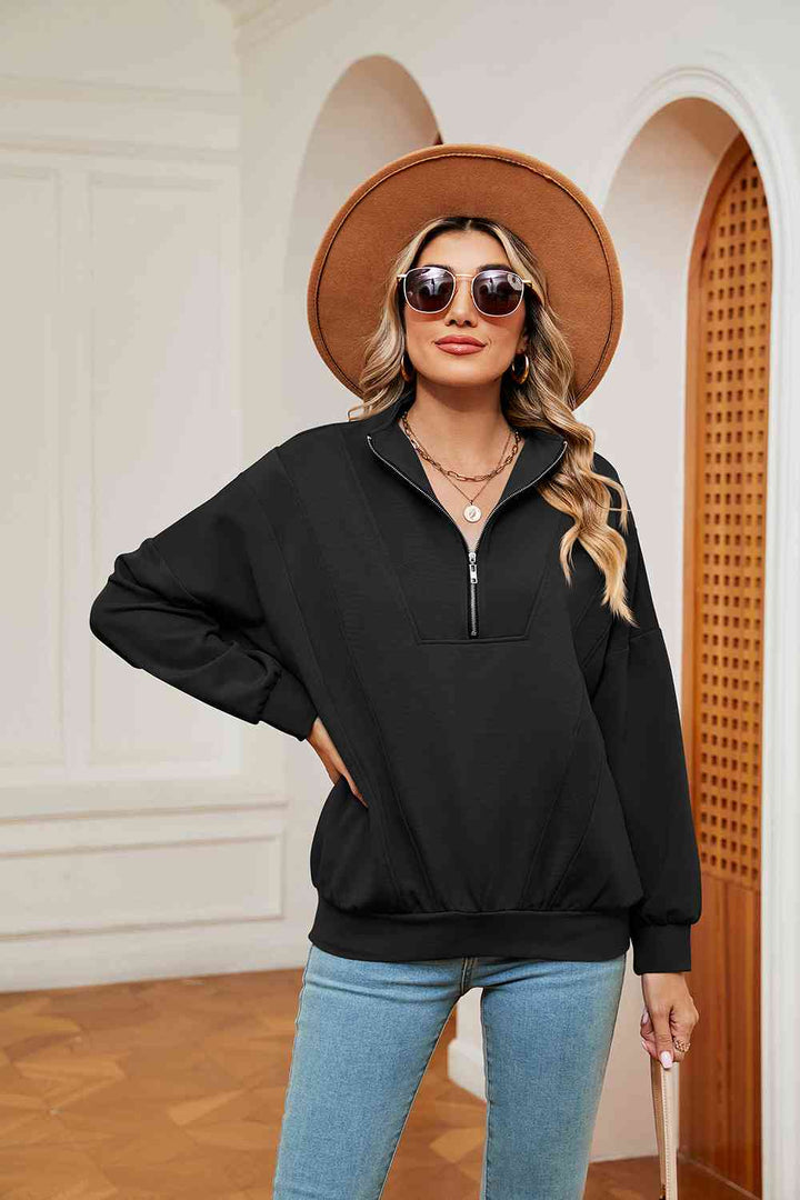 Half-Zip Dropped Shoulder Sweatshirt |1mrk.com