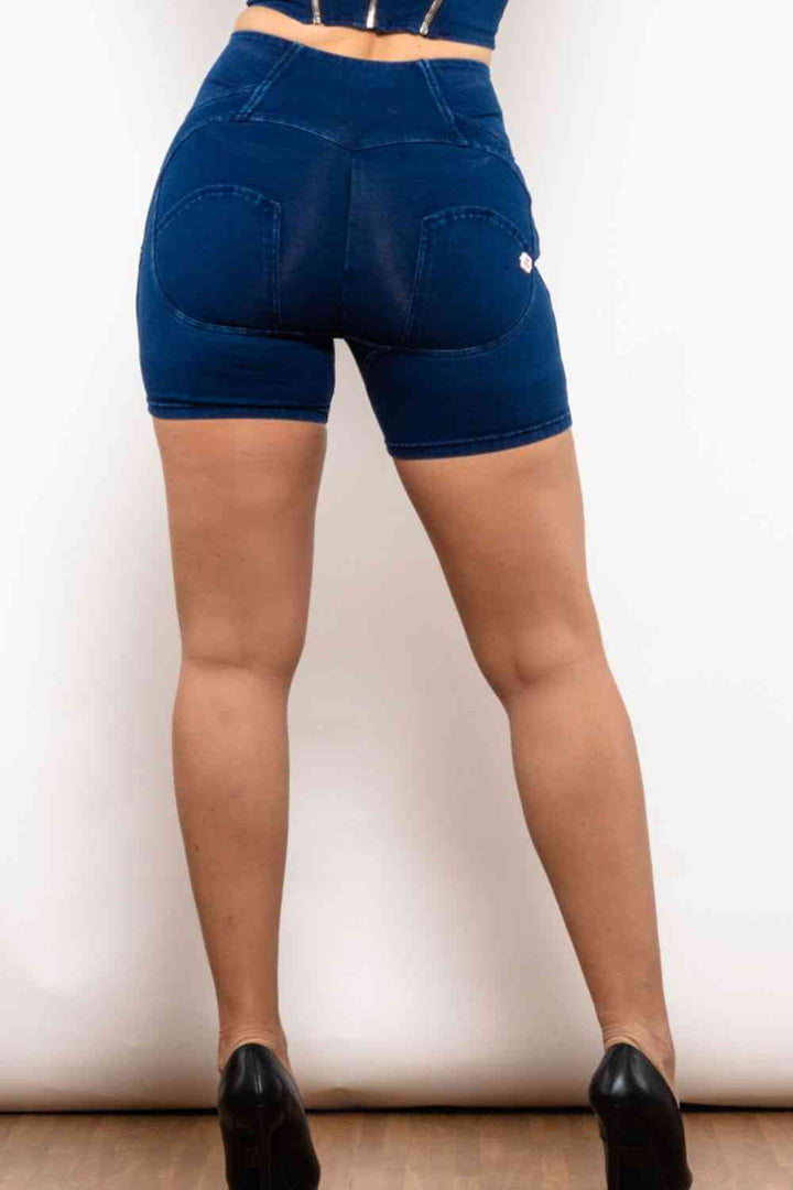 Full Size Side Stripe Zip Closure Denim Shorts | 1mrk.com