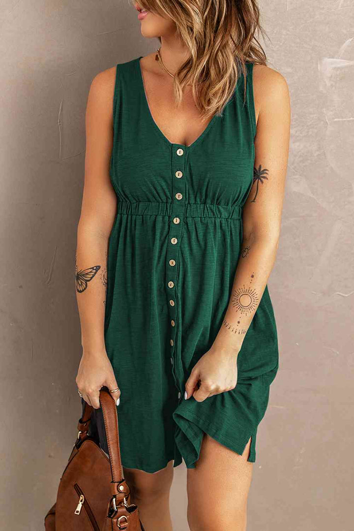 Sleeveless Button Down Mini Magic Dress | 1mrk.com