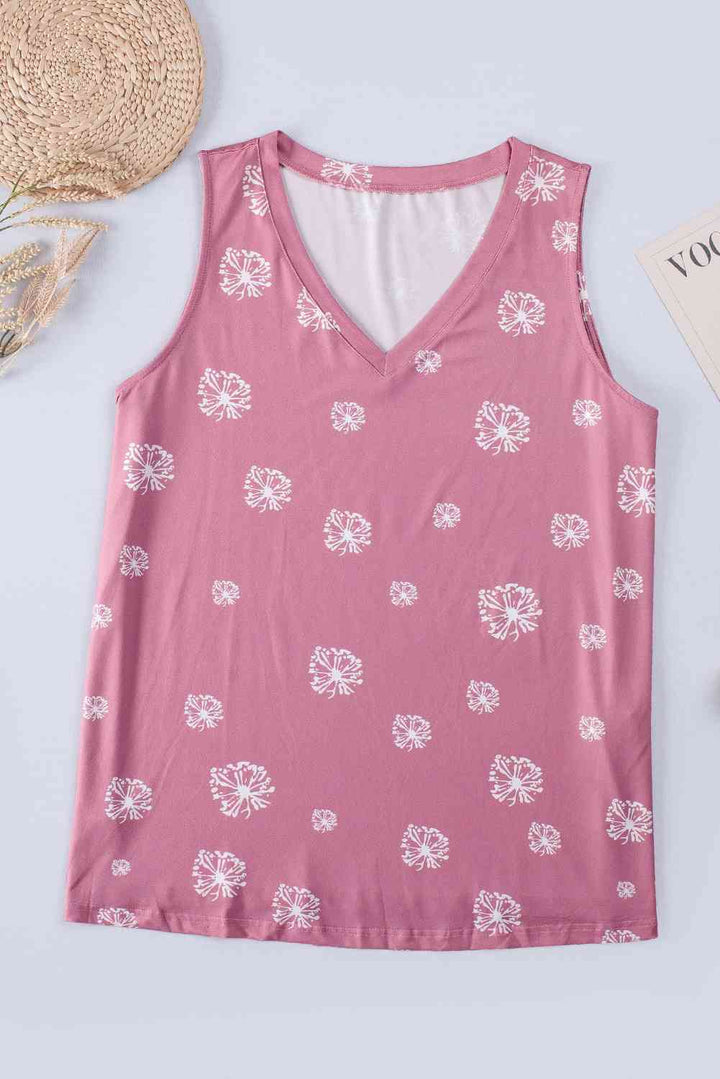 Plus Size Printed V-Neck Tank | 1mrk.com