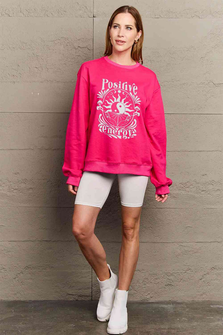 Simply Love Full Size POSITIVE ENERGY Graphic Sweatshirt |1mrk.com