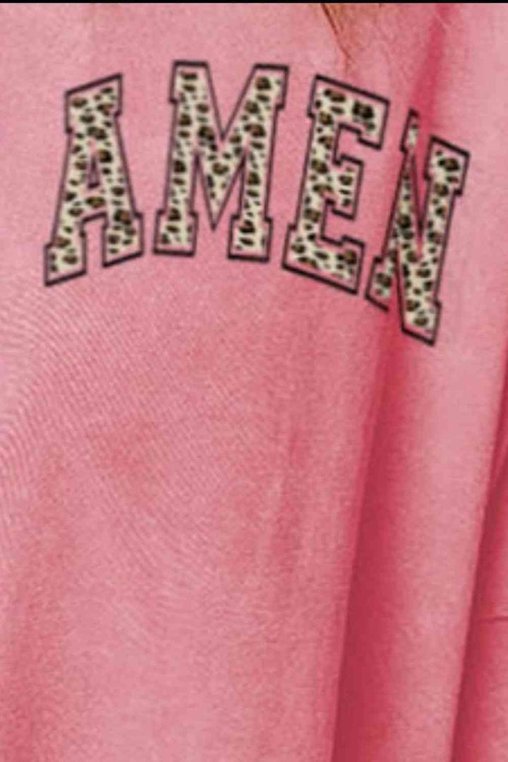AMEN Graphic Dropped Shoulder Slit Sweatshirt |1mrk.com