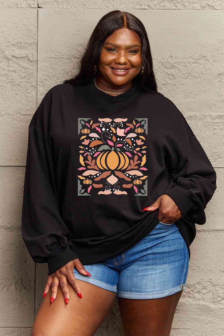 Simply Love Full Size Graphic Dropped Shoulder Sweatshirt |1mrk.com