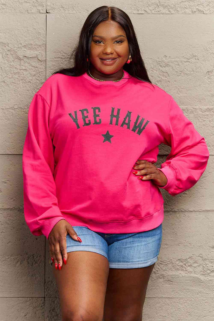 Simply Love Full Size YEEHAW Graphic Round Neck Sweatshirt |1mrk.com