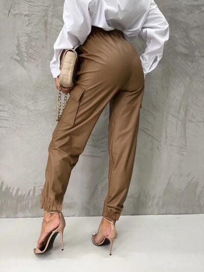 Tied High Waist Pants with Pockets | 1mrk.com
