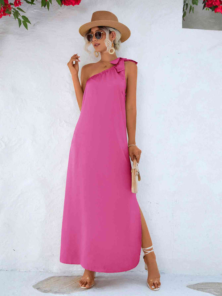 One-Shoulder Slit Maxi Dress |1mrk.com