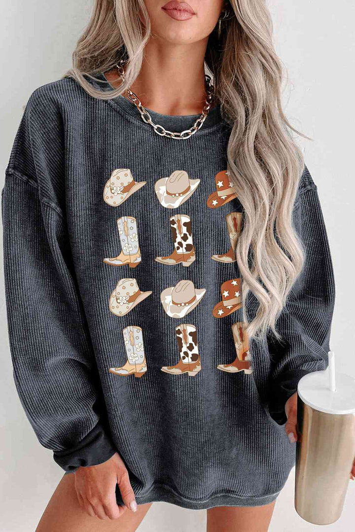 Cowboy Hat & Boot Graphic Sweatshirt |1mrk.com