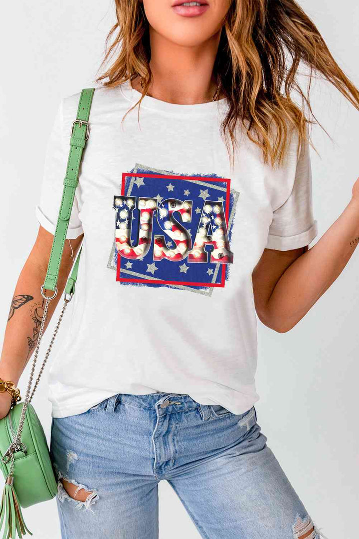 USA Graphic Round Neck Tee Shirt | 1mrk.com