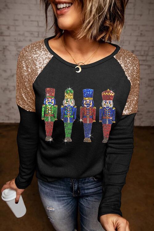 Sequin Nutcracker Long Sleeve Sweatshirt |1mrk.com