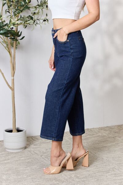 Judy Blue Full Size High Waist Cropped Wide Leg Jeans | 1mrk.com