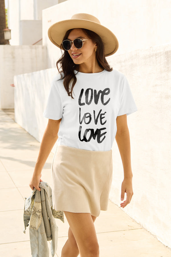 Simply Love Full Size LOVE Short Sleeve T-Shirt | Trendsi