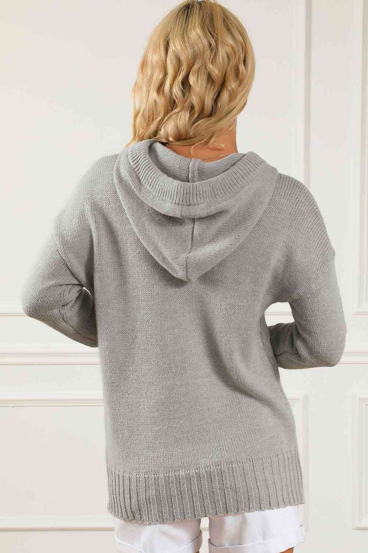 Drawstring Hooded Sweater with Pocket |1mrk.com