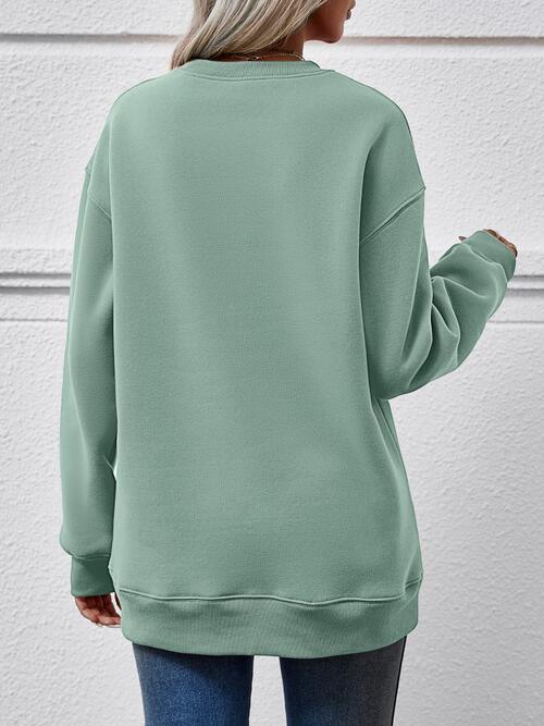 FELIZ NAVIDAD Round Neck Drop Shoulder Sweatshirt |1mrk.com