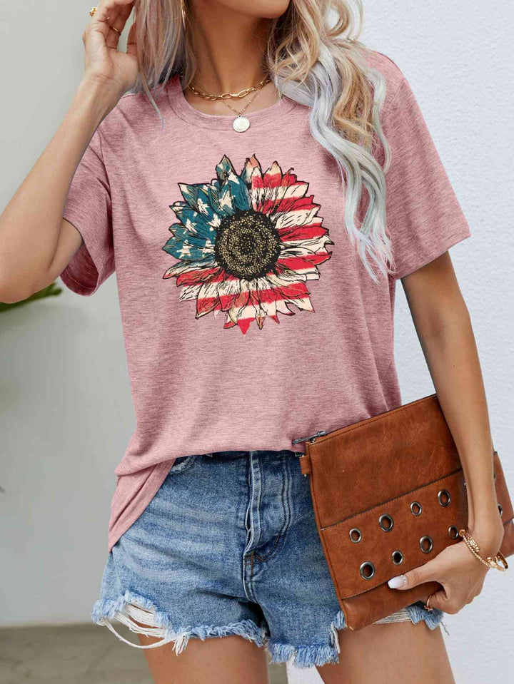 US Flag Flower Graphic Tee | 1mrk.com