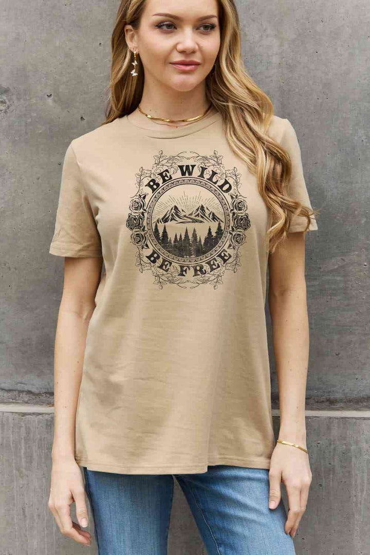 Simply Love Full Size BE WILD BE FREE Graphic Cotton T-Shirt | 1mrk.com