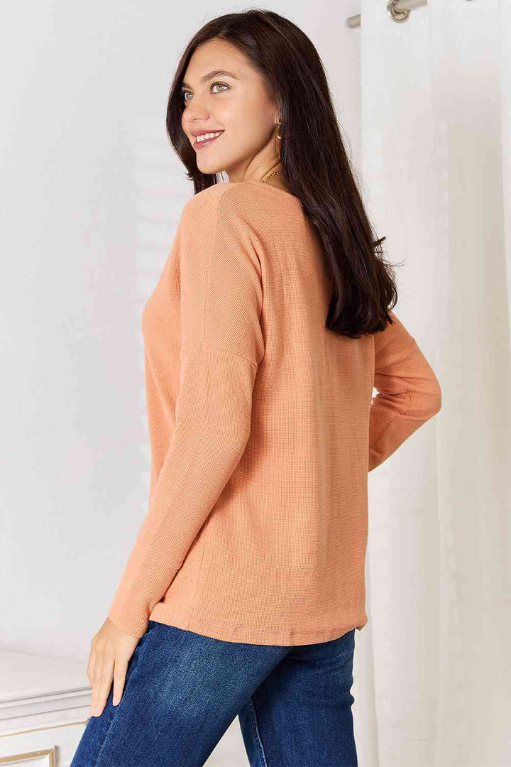 Basic Bae Half Button Long Sleeve Top | 1mrk.com