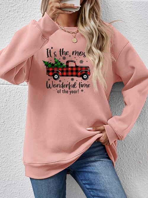 Graphic Round Neck Long Sleeve Sweatshirt |1mrk.com