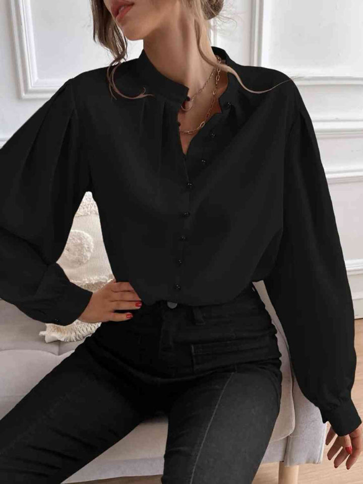 Mock Neck Button Front Shirt | 1mrk.com