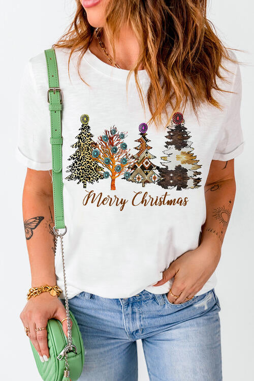 Christmas Tree Graphic Short Sleeve T-Shirt | 1mrk.com