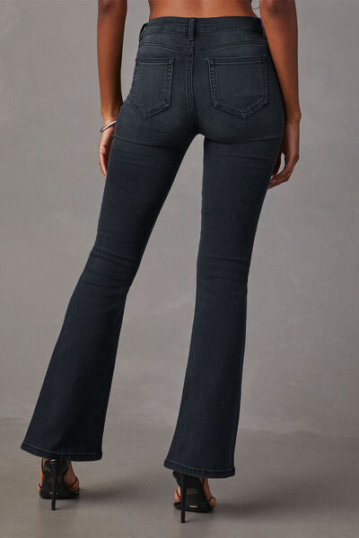Buttoned Bootcut Jeans with Pockets |1mrk.com