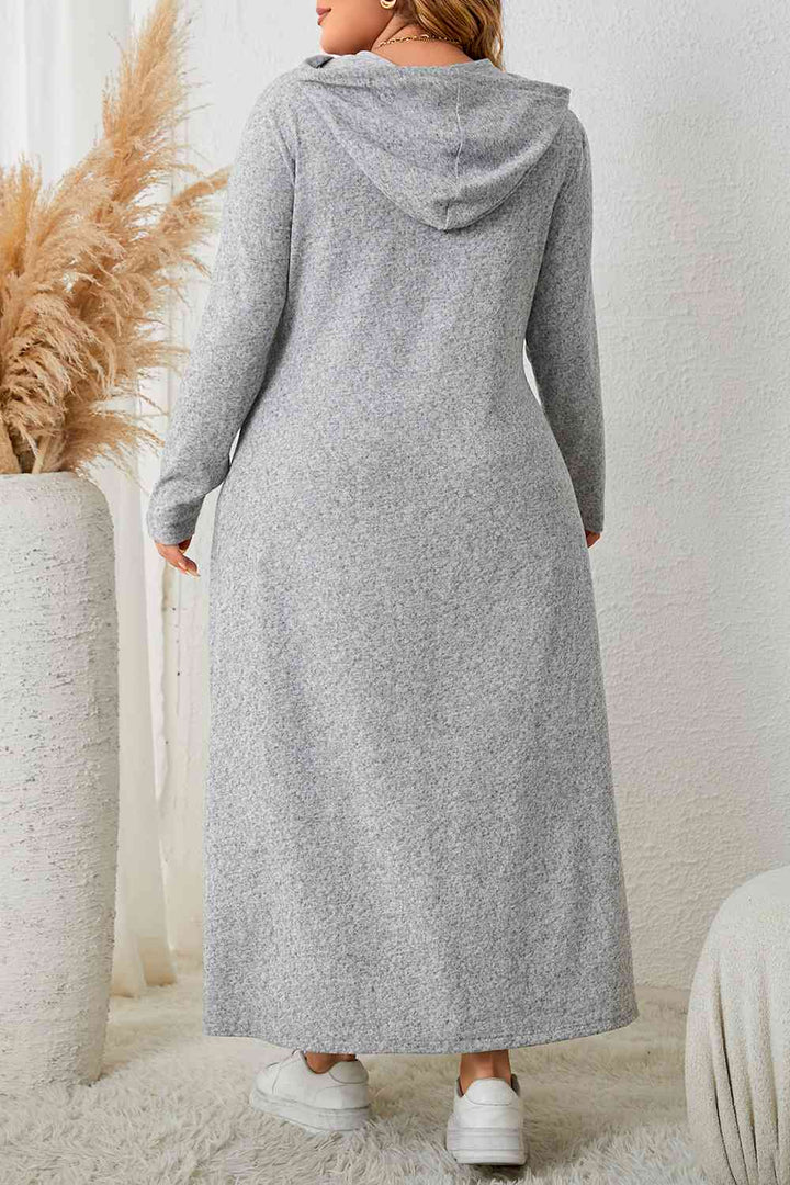 Plus Size Long Sleeve Hooded Maxi Dress |1mrk.com