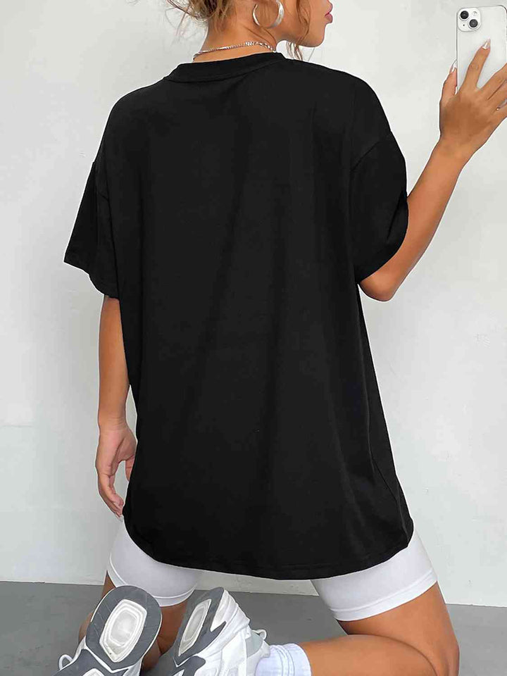 Round Neck Short Sleeve Ghost Graphic T-Shirt | 1mrk.com
