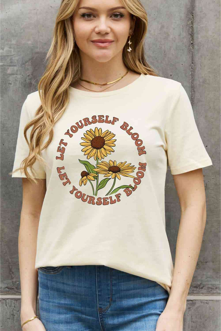 Simply Love Full Size LET YOURSELF BLOOM Graphic Cotton Tee | 1mrk.com