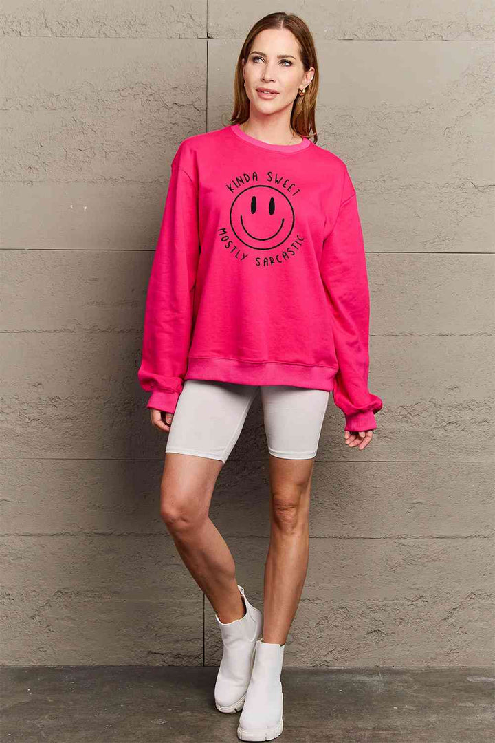 Simply Love Full Size Smiling Face Graphic Sweatshirt |1mrk.com