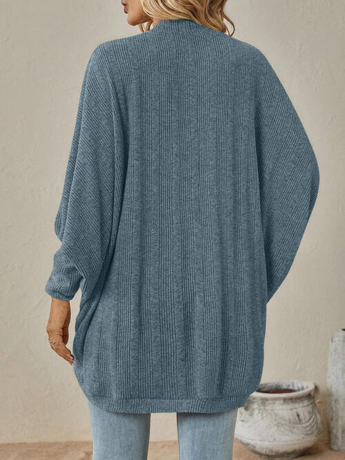 Open Front  Dropped Shoulder Cardigan |1mrk.com