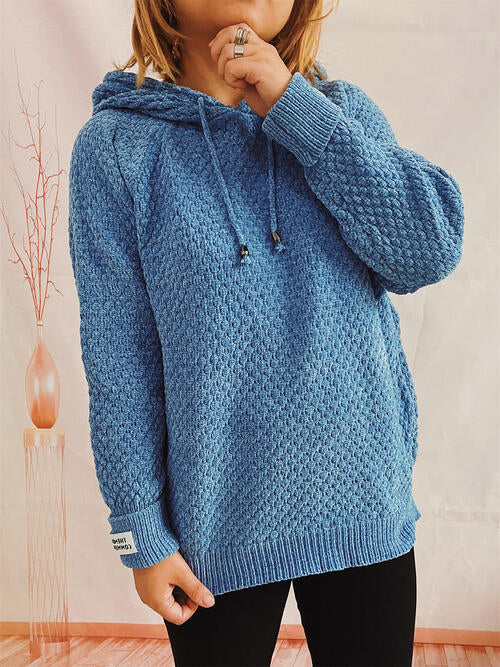 Drawstring Long Sleeve  Hooded Sweater |1mrk.com