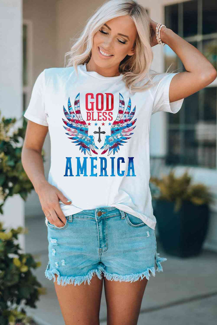 GOD BLESS AMERICA Cuffed Tee Shirt | 1mrk.com