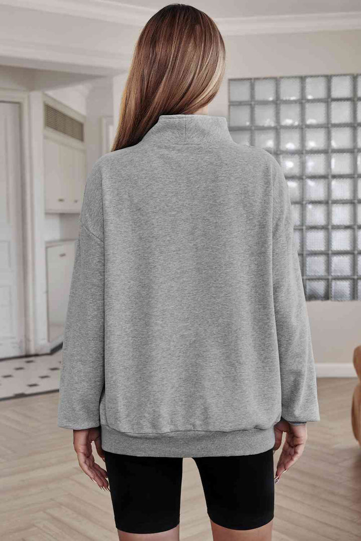 Half Zip Drop Shoulder Sweatshirt and Pocket |1mrk.com