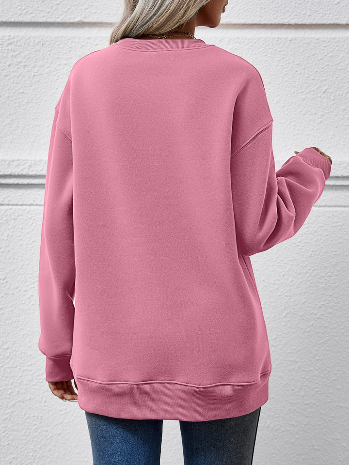 Letter Graphic Round Neck Long Sleeve Sweatshirt | Trendsi