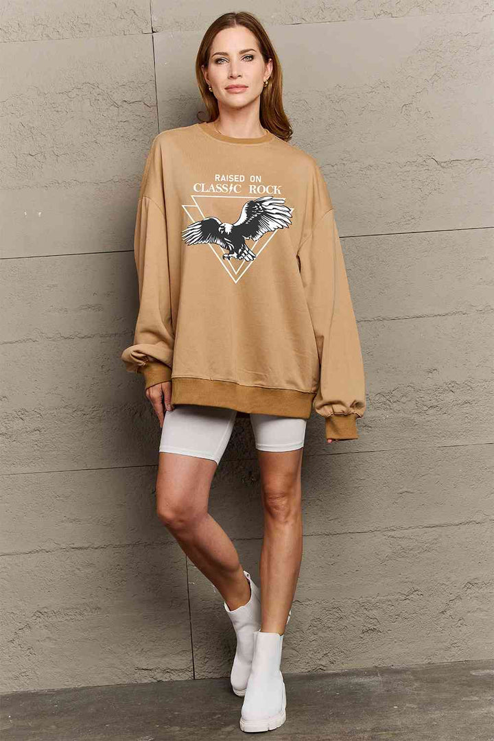 Simply Love Full Size Eagle Graphic Drop Shoulder Sweatshirt |1mrk.com