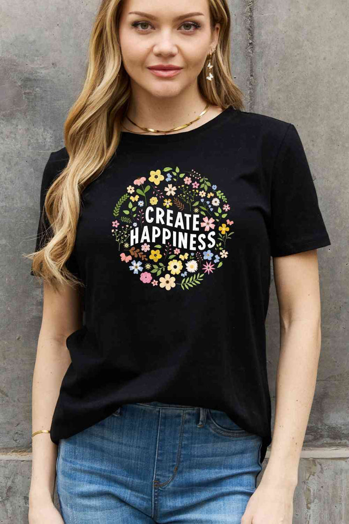 Simply Love Full Size CREATE HAPPINESS Graphic Cotton Tee | 1mrk.com