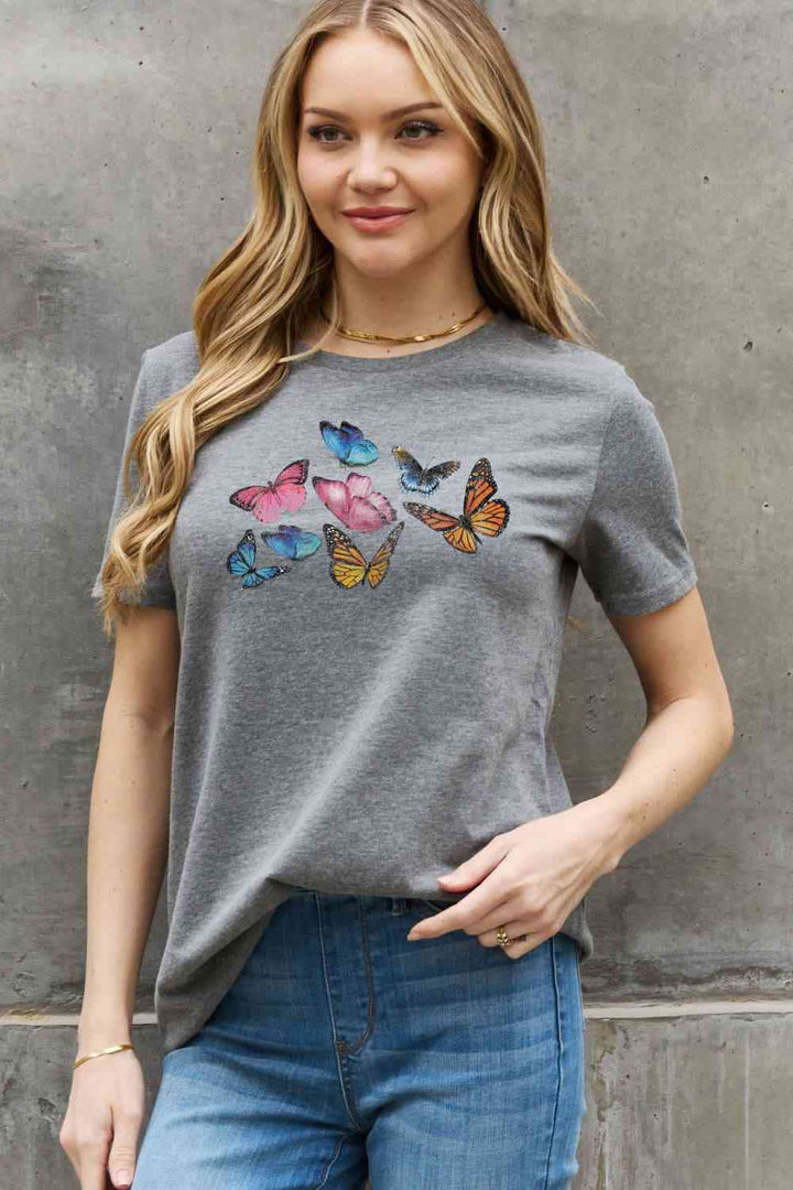 Simply Love Full Size Butterfly Graphic Cotton Tee | 1mrk.com