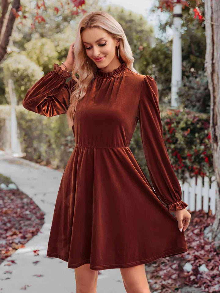 Long Flounce Sleeve A-Line Dress | 1mrk.com