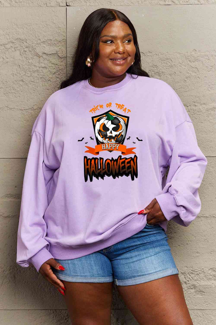 Simply Love Full Size TRICK OR TREAT HAPPY HALLOWEEN Graphic Sweatshirt |1mrk.com