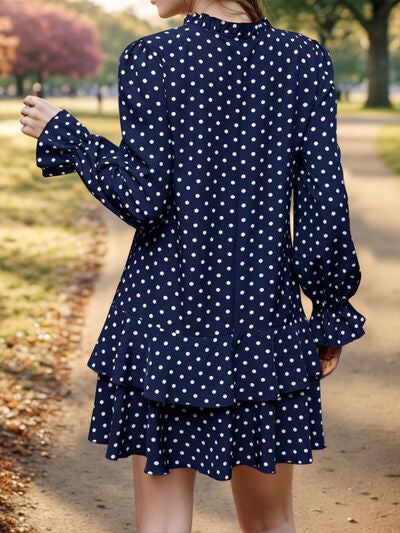 Layered Polka Dot Flounce Sleeve Mini Dress | Trendsi